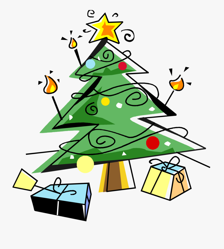 Benefit - Clipart - Christmas Tree And Presents Clip Art, Transparent Clipart