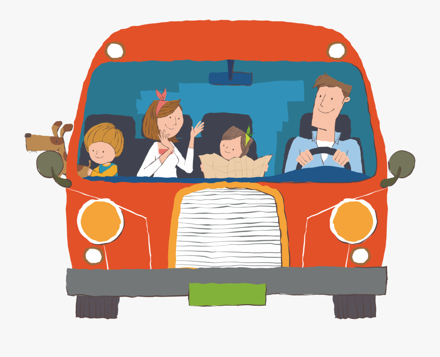 Cartoon Comics Illustration Driving - Family In Car Clipart, Transparent Clipart
