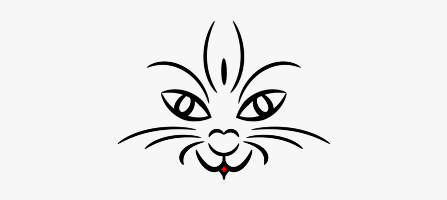 Monochrome - Cat Face Clip Art Black And White, Transparent Clipart
