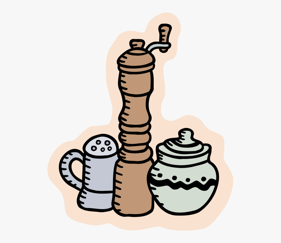 Vector Illustration Of Pepper Mill Grinder With Salt - Illustration, Transparent Clipart