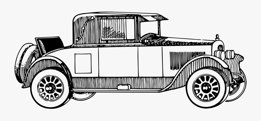Classic Car,antique Car,compact Car - Vintage Car Clip Art Black And White, Transparent Clipart