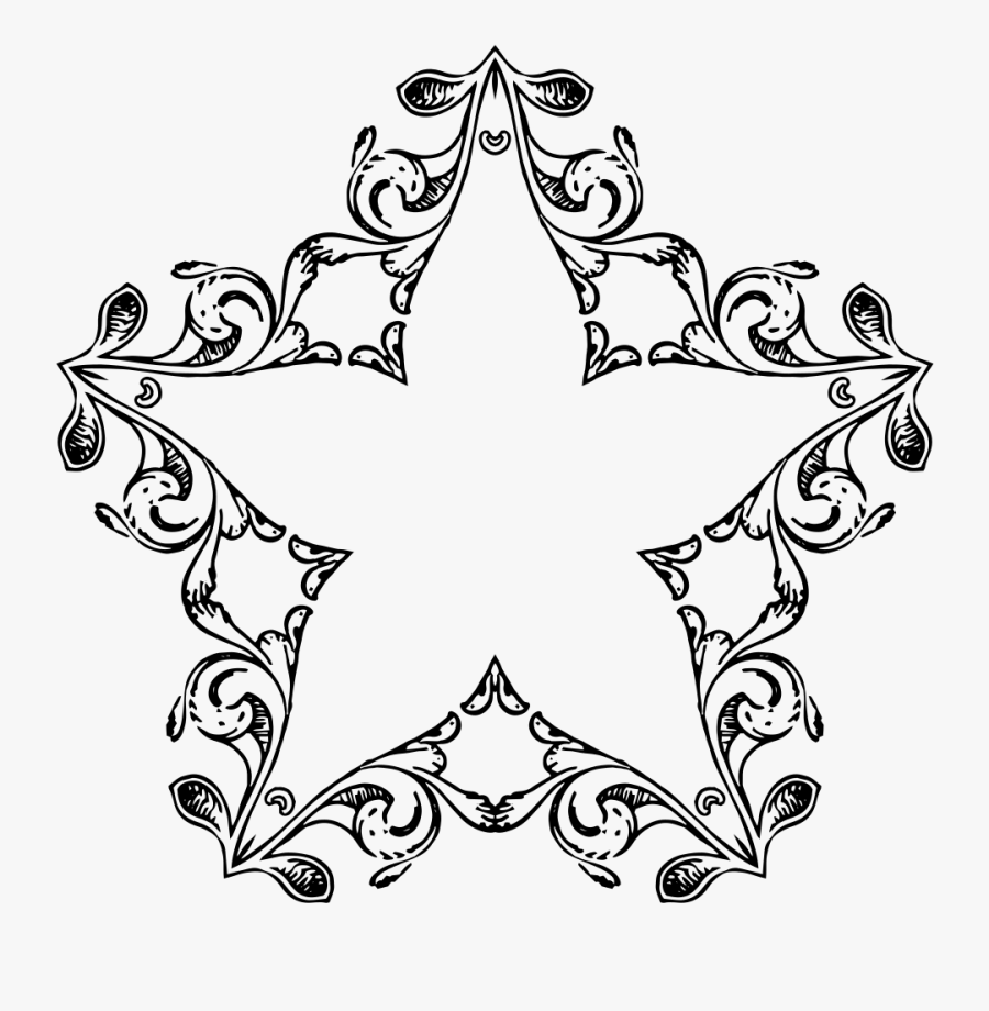 Vintage Floral Extended - Line Art, Transparent Clipart