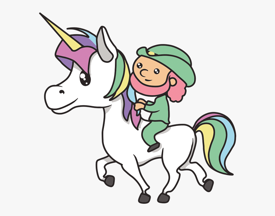 Leprechaun Riding A Unicorn - Leprechaun And Unicorn Clipart, Transparent Clipart