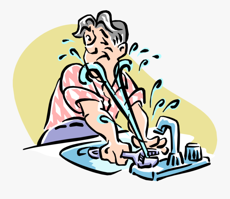 Vector Illustration Of Do It Yourself Home Improvement - Sink Is Leaking, Transparent Clipart