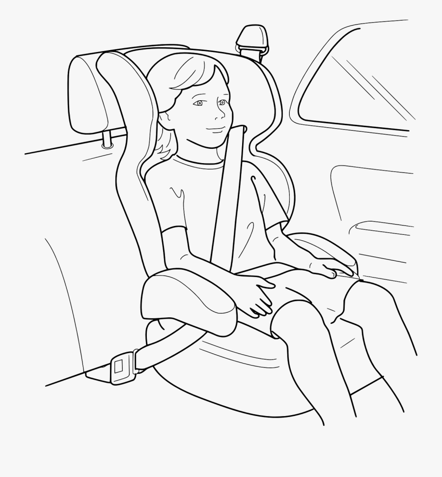 Car Seat With Child Clip Art At Clker - Seat Belt Black And White, Transparent Clipart