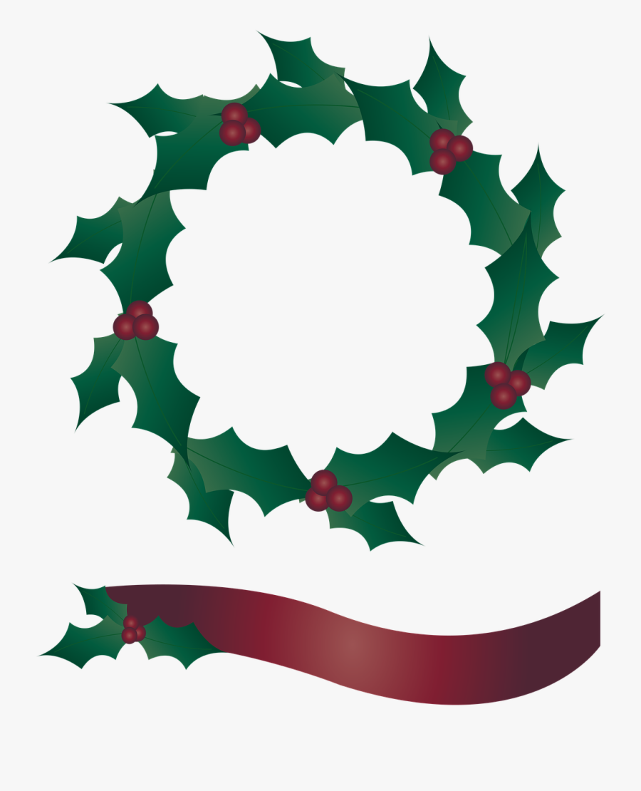 Door Clipart Xmas - Holly Wreath Png, Transparent Clipart