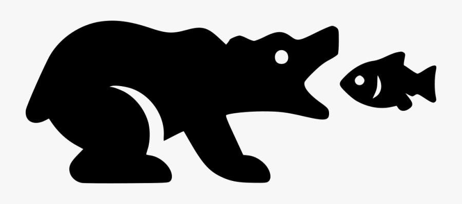 Grizzly Bear With Salmon - Bear And Salmon Outline, Transparent Clipart