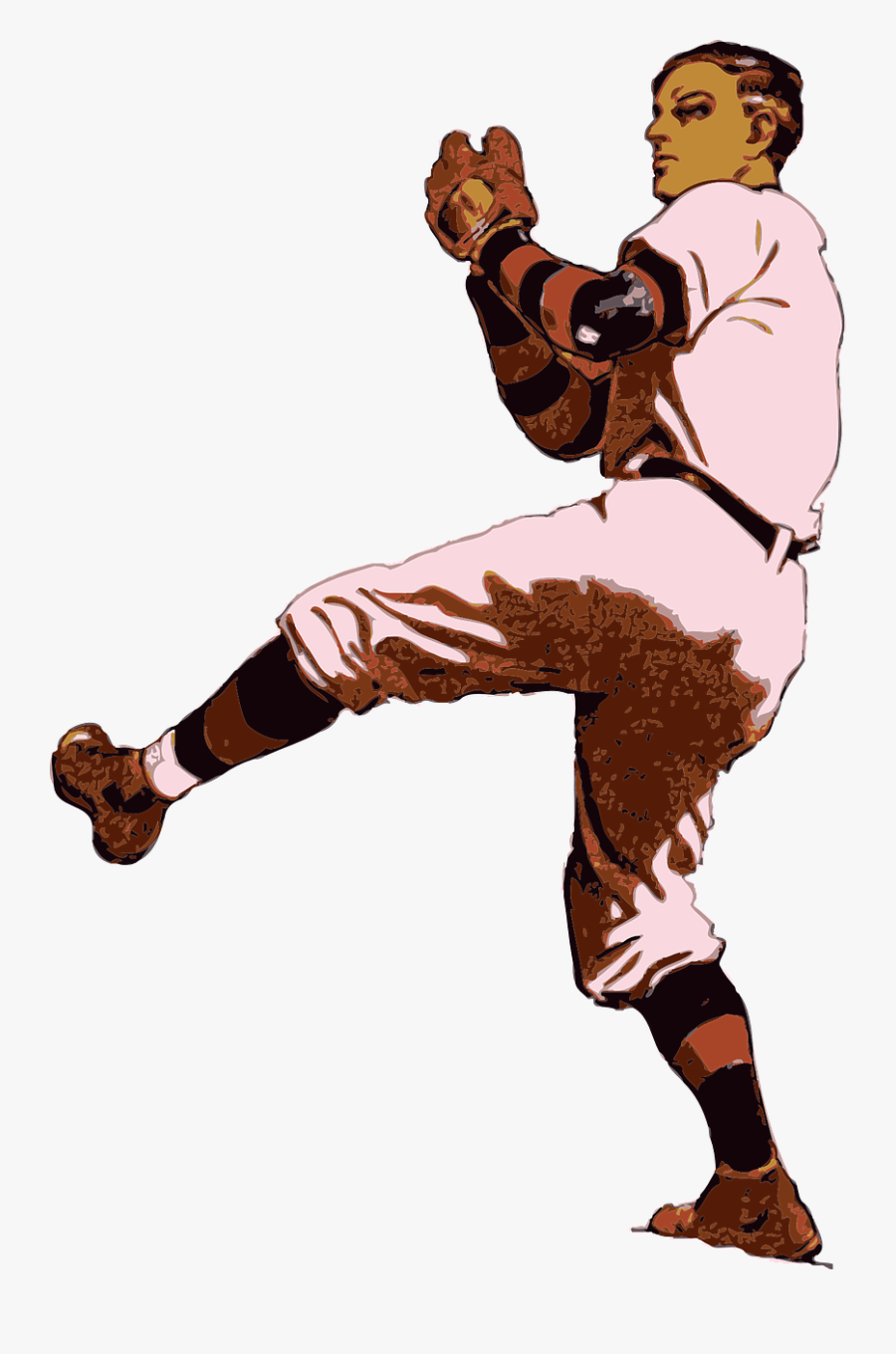 Bats Pitcher Glove Free - Vintage Baseball Player Png, Transparent Clipart