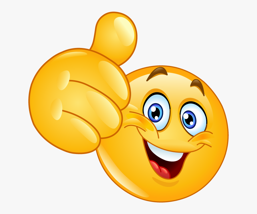 Smiley Face With Thumb Up, Transparent Clipart