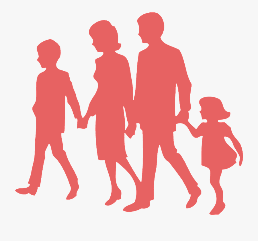 Family, Father, Mother, Husband, Wife, Son, Daughter - Silhouette Family Walking Png, Transparent Clipart