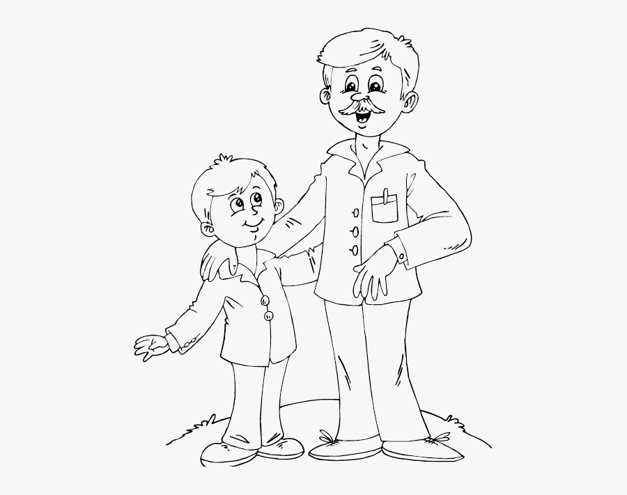 Father And Son Coloring Pages - Father And Son Drawing, Transparent Clipart