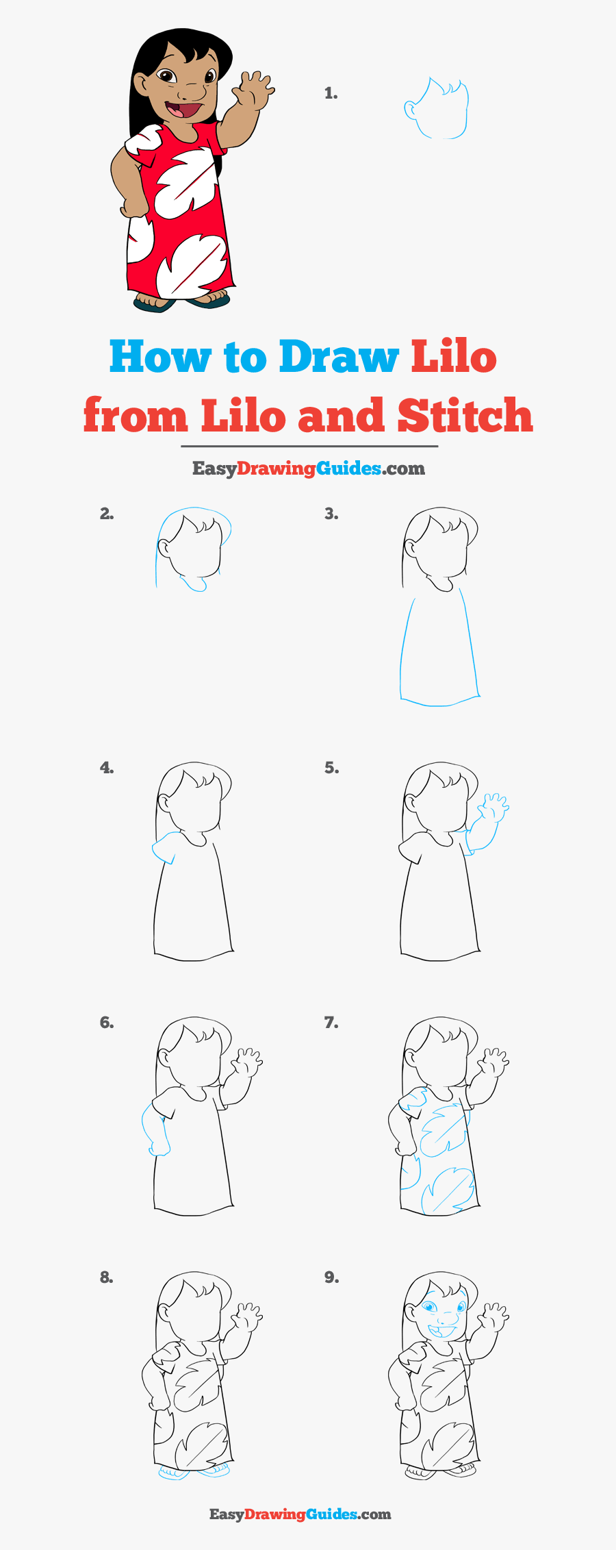 How To Draw Lilo From Lilo And Stitch - Easy Drawing Leo And Stitch, Transparent Clipart