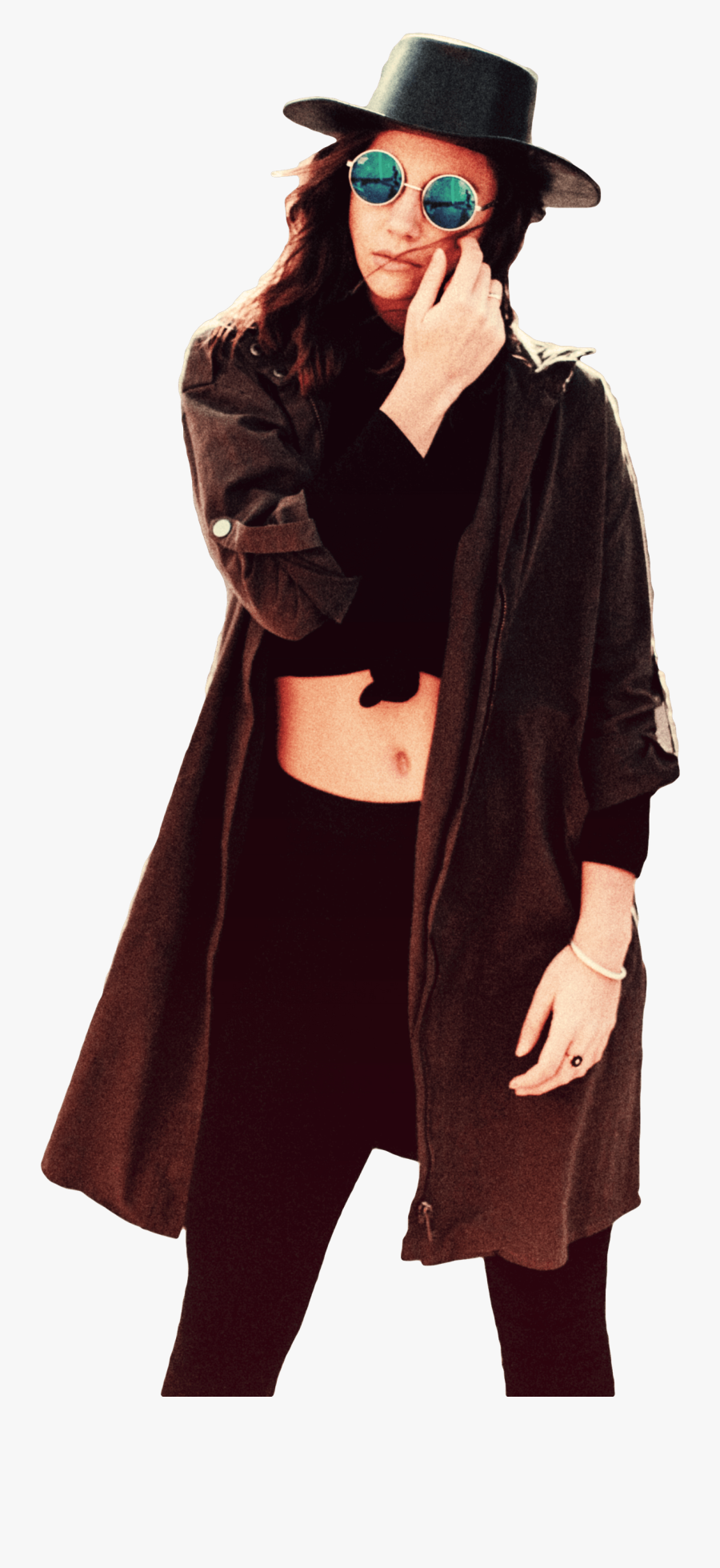 Woman With Hat And Sunglasses - Scandinavian Style Women's Clothing, Transparent Clipart