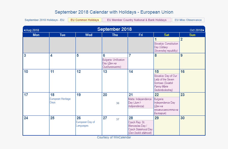 Printable September 2018 Holidays With Notes - February 2018 Calendar With Holidays Nz, Transparent Clipart