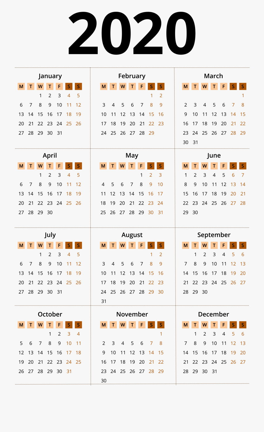 2020 Calendar Png, Transparent Clipart