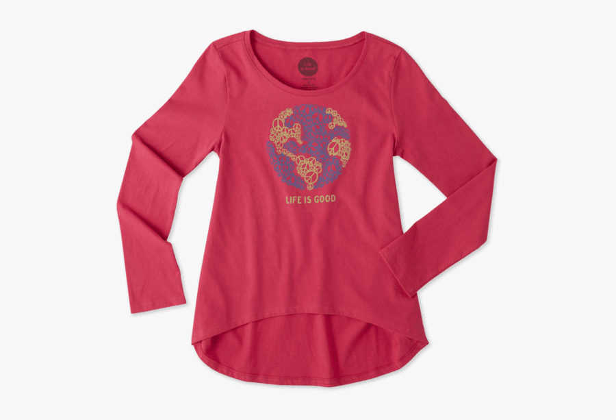 Girls World Peace Long Sleeve Scoop Neck Swing Tee - Long-sleeved T-shirt, Transparent Clipart