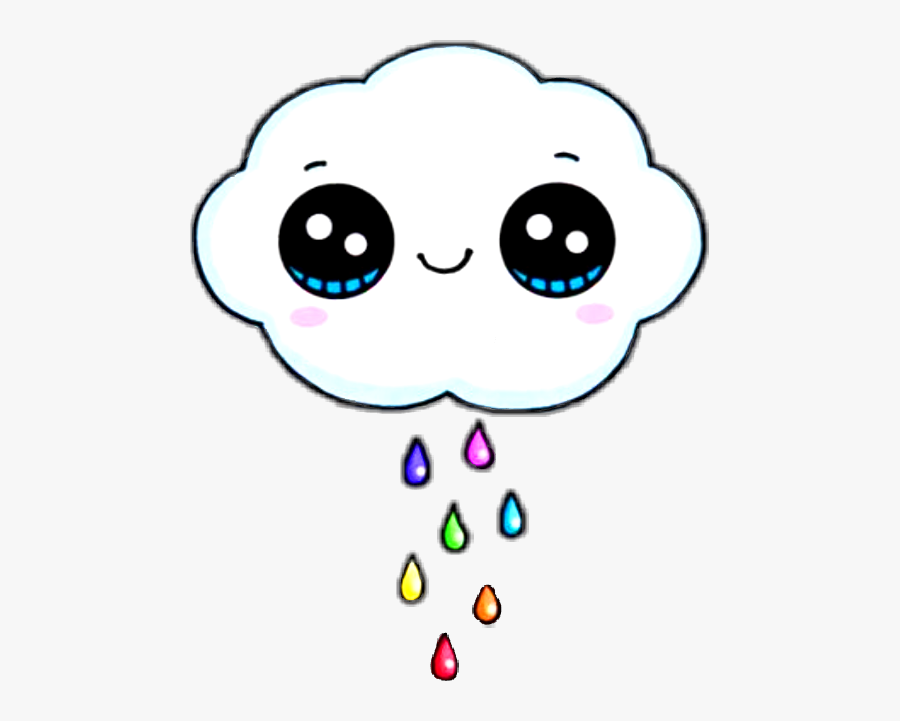 #cloud #kawaii #rain #rainbow #cute - Kawaii Dibujos Tumblr Faciles, Transparent Clipart