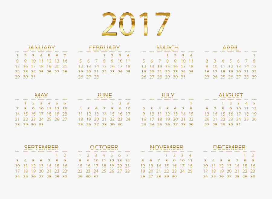 2017 Calendar Png - 2017 Calendar Transparent Background, Transparent Clipart