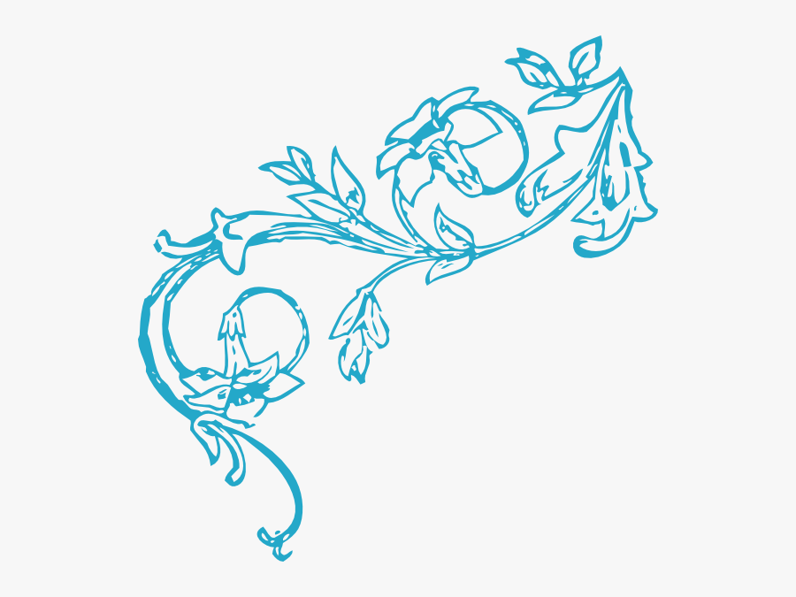 Blue Floral Vine Corner Clip Art At Clker - Blue Design Transparent Corner, Transparent Clipart