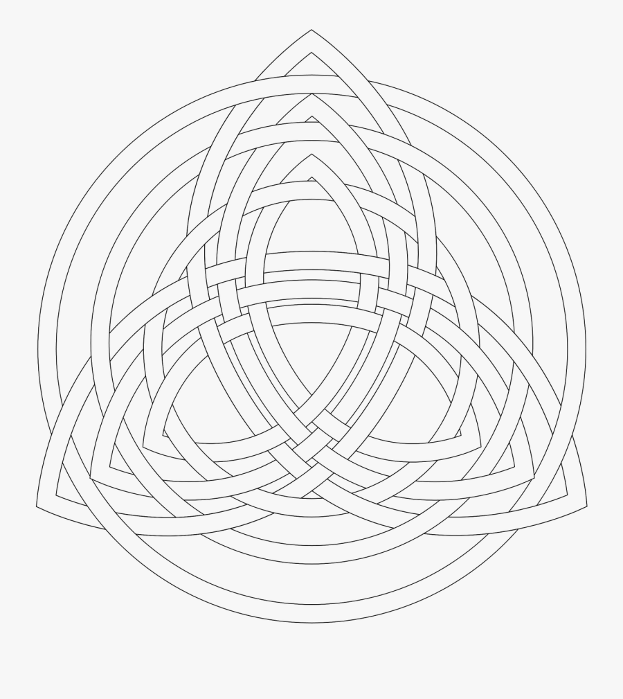 Holy Trinity Shamrock Coloring Page - Celtic Trinity Knot Colouring, Transparent Clipart