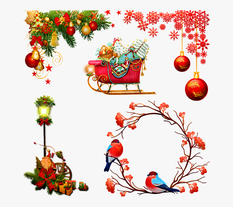 Christmas-ornament - Снегири На Рябине Рисунок, Transparent Clipart