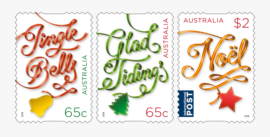 Merry Christmas Words Png - Australian Christmas Stamps 2018, Transparent Clipart