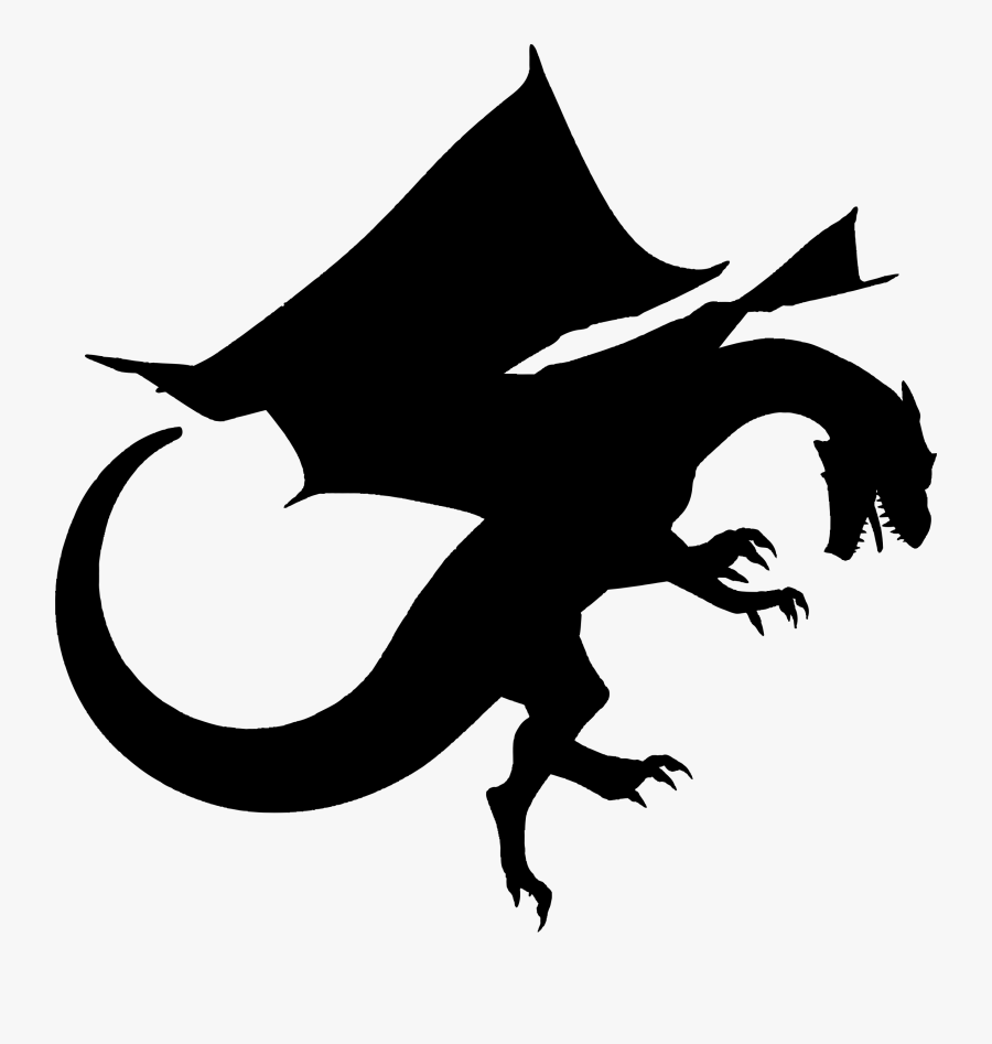 Silhouette,monochrome Photography,dragon - Dragon Silhouette Png, Transparent Clipart