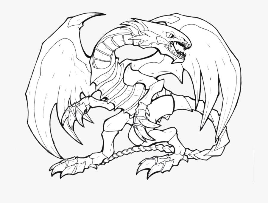 Blue Dragon Clipart Sky - Blue Eyes White Dragon Line Art, Transparent Clipart