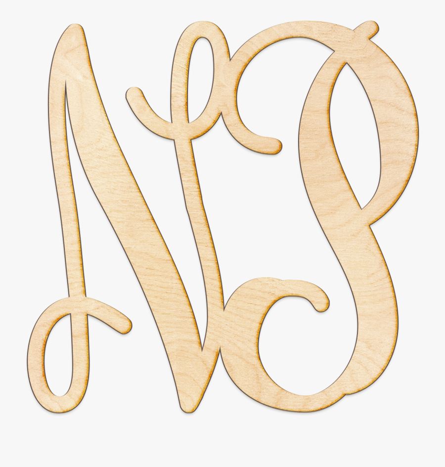 Vine Initials Monogram Wood Sign"
 Class= - Calligraphy, Transparent Clipart