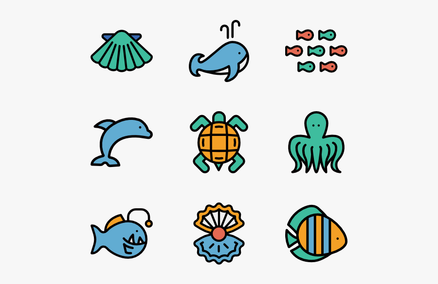 Sea Life Linear Color - Icon Sea Color, Transparent Clipart