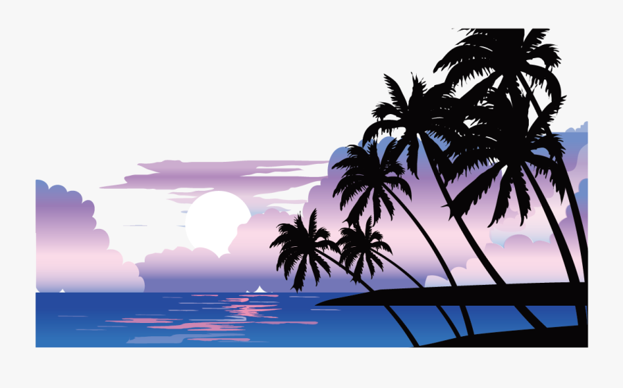 Beach Clip Art - Beach At Night Vector, Transparent Clipart