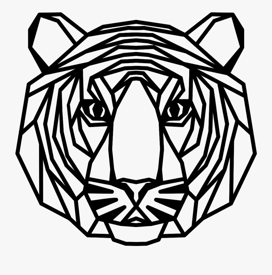 Geometric Tiger Head, Transparent Clipart