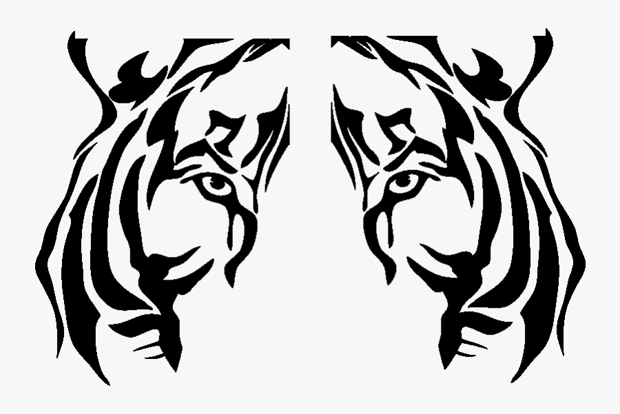 Sticker Tigre Tete Ambiance Sticker Kc7521 - Tiger Face Drawing Simple, Transparent Clipart
