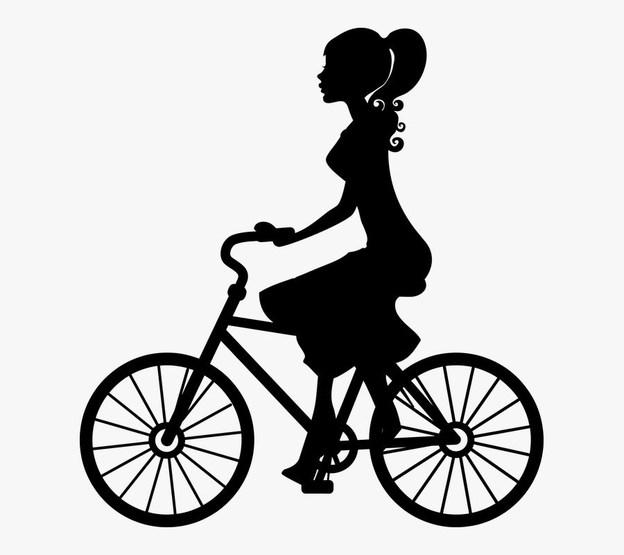Bicycle Wheel,bicycle Art,bicycle Frame,bicycle Drivetrain - Girl On Bike Silhouette, Transparent Clipart