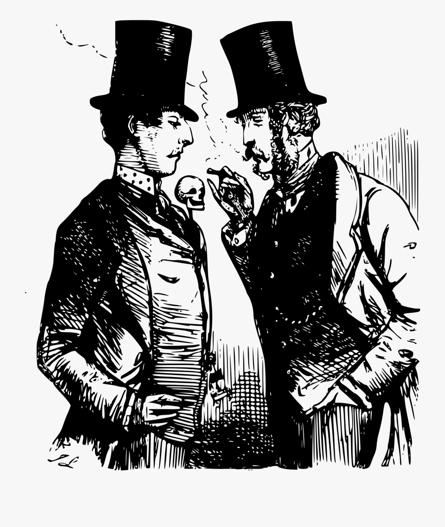 Gentlemen In Top Hat Talking And Smoking Clip Arts - Victorian Tie Pin, Transparent Clipart