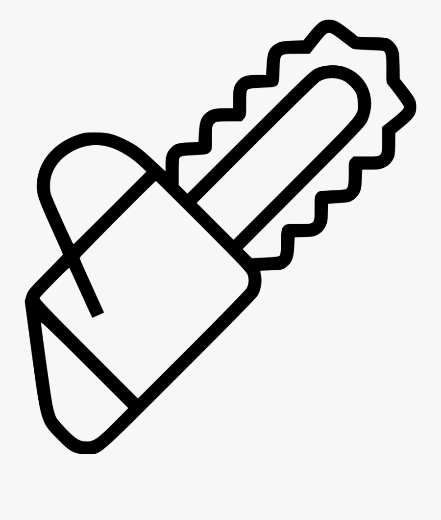 Chainsaw - Line Art, Transparent Clipart