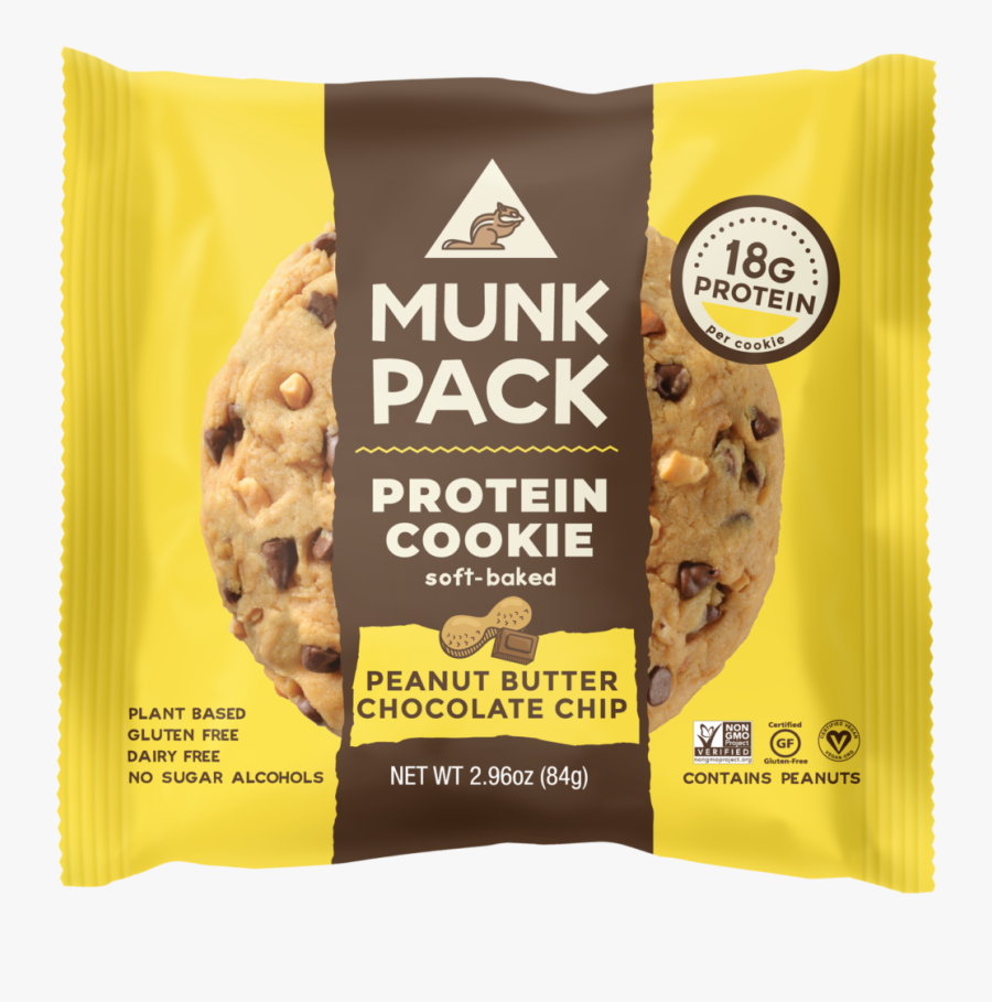 Peanut Butter Chocolate Chip Protein Cookie - Munk Pack Protein Cookie, Transparent Clipart