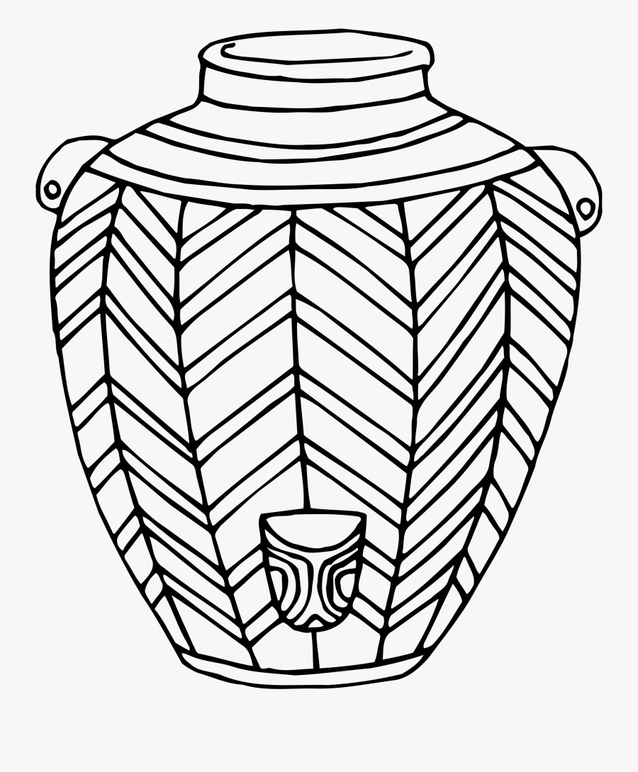Vase 5 Line Drawing - Vase Pot Clip Art Black And White, Transparent Clipart
