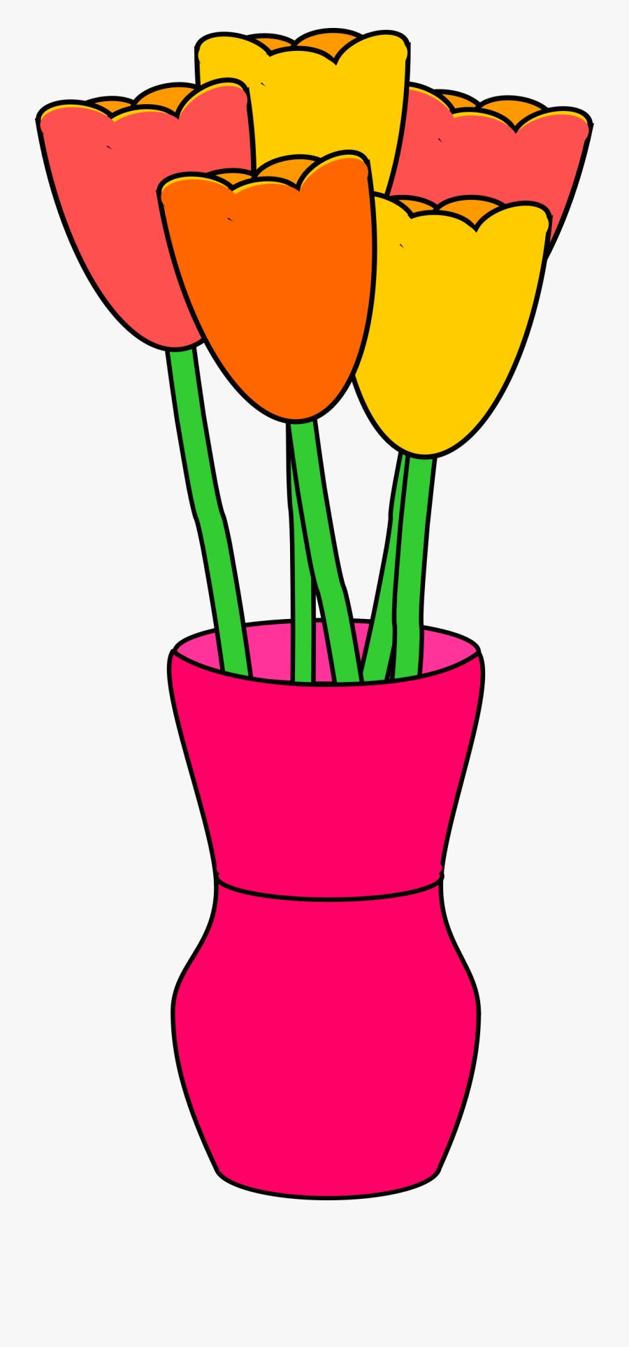 This Free Icons Png Design Of Pink Vase Of Multicolored - Tulip In Vase Clipart, Transparent Clipart