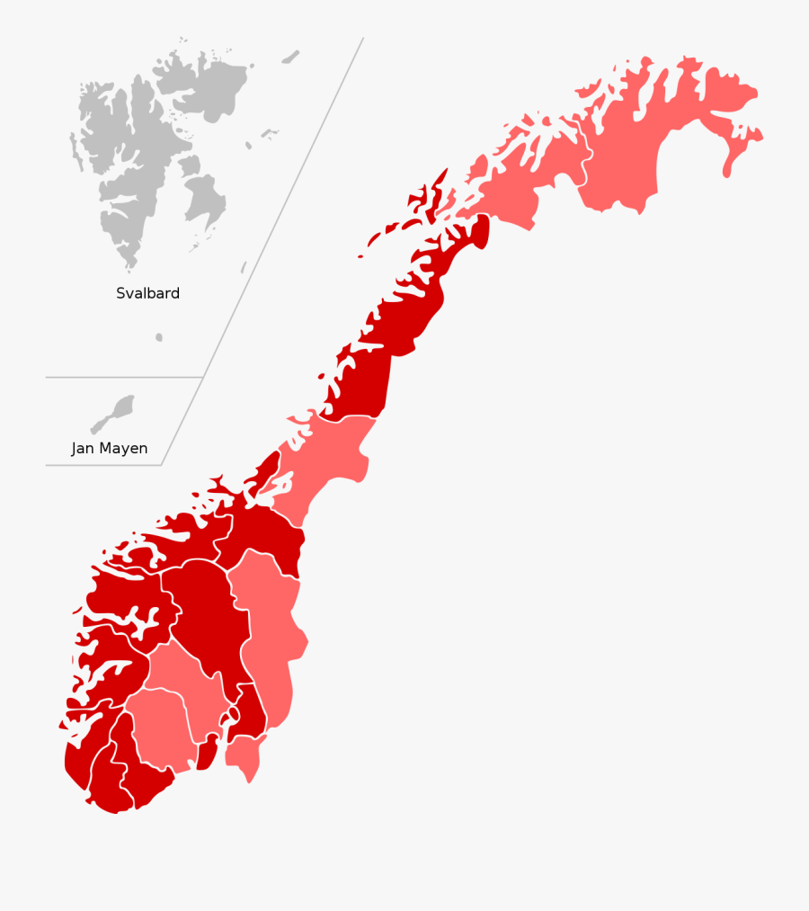 Norway 2017 Election Map, Transparent Clipart