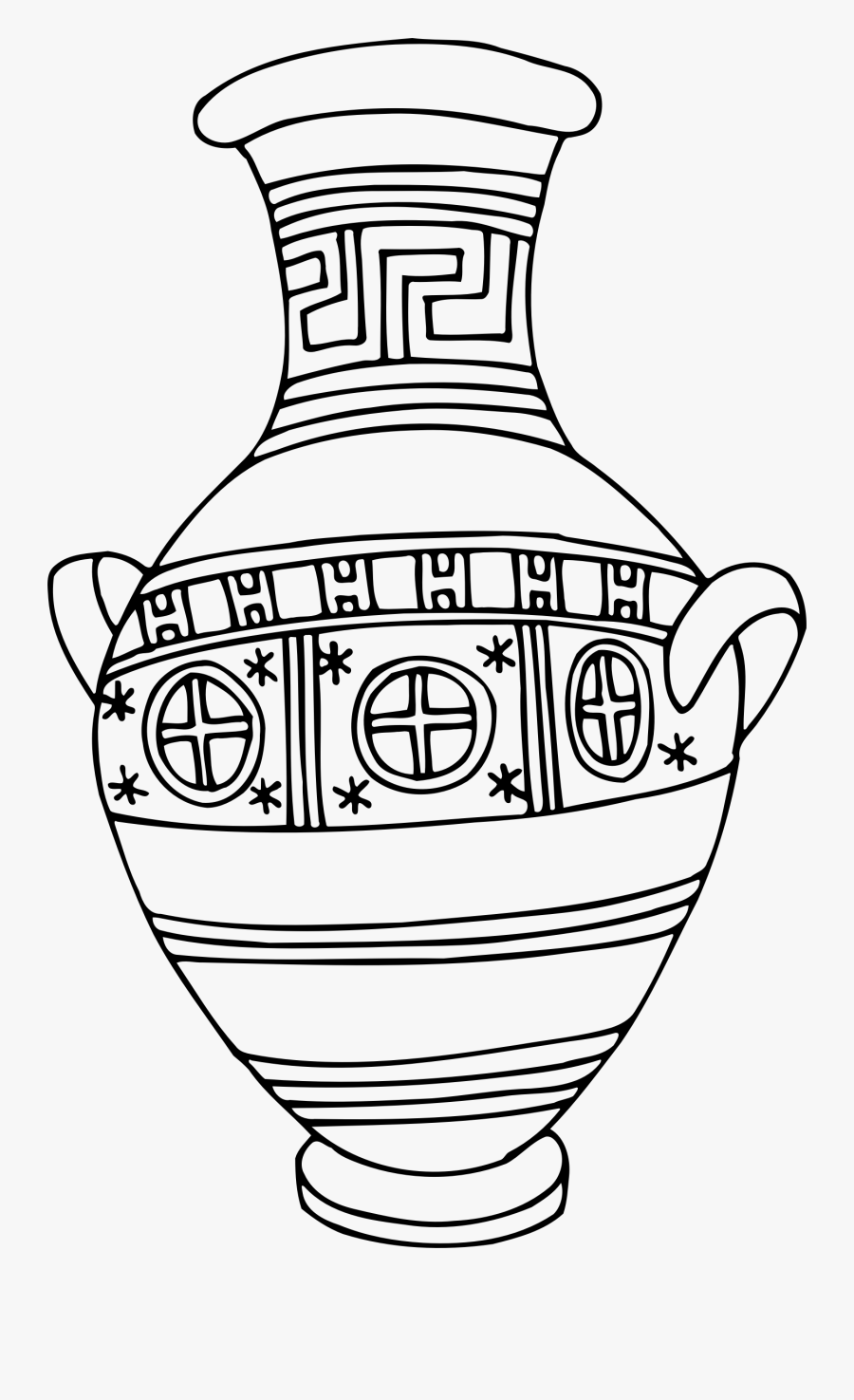 Vase 41 Line Drawing Clip Arts - Outline Drawing Of Vase With Design, Transparent Clipart