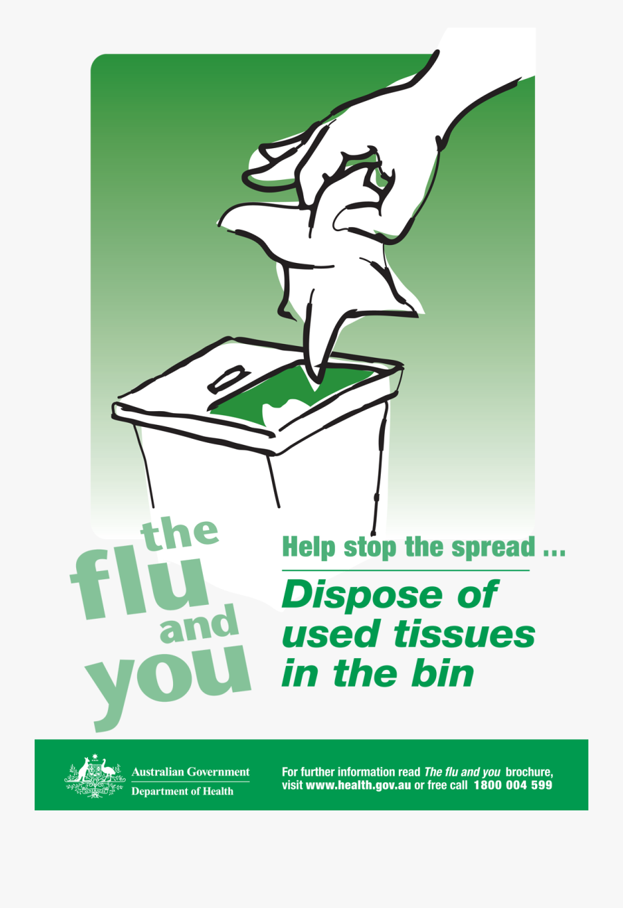 Dispose Of Used Tissues In The Bin - Cartoon, Transparent Clipart