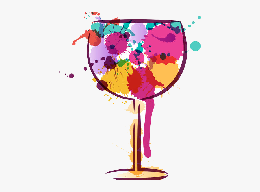 Paint Night - Copas De Vinos Dibujadas, Transparent Clipart