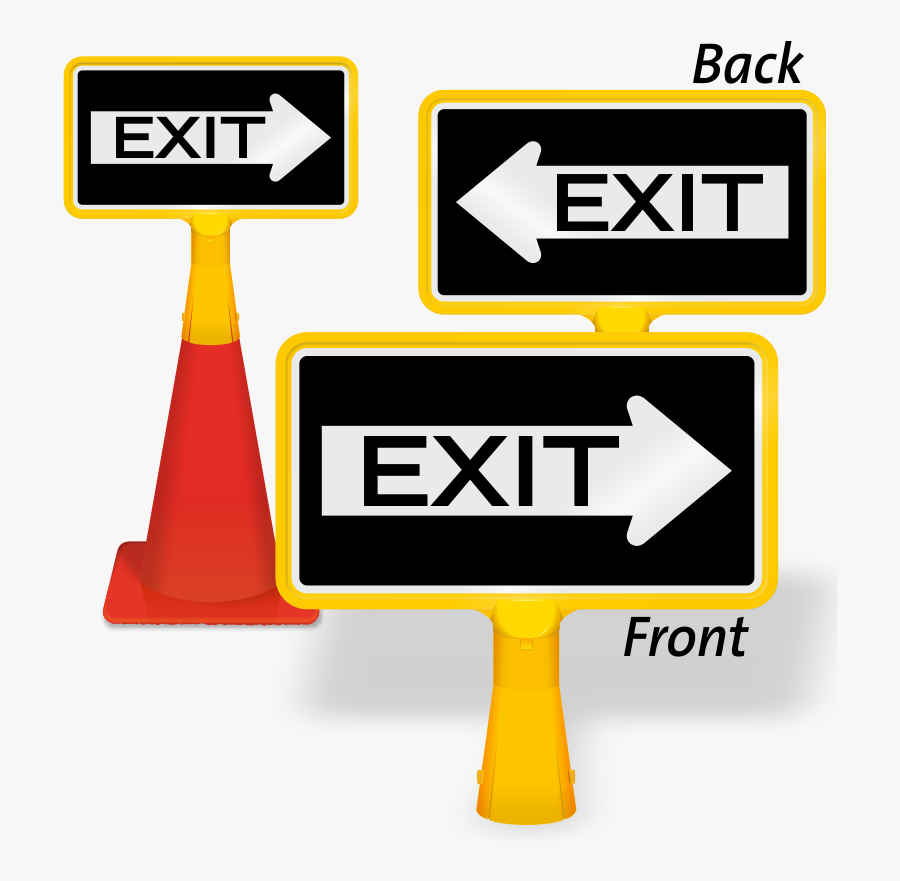 Exit Arrow Coneboss Sign - Sign, Transparent Clipart