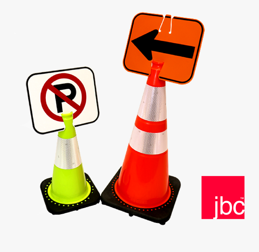 Traffic Cone With Sign, Transparent Clipart