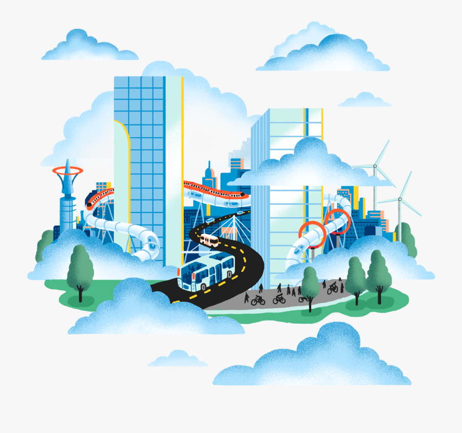 Cars Zooming Around Seattle - Illustration, Transparent Clipart