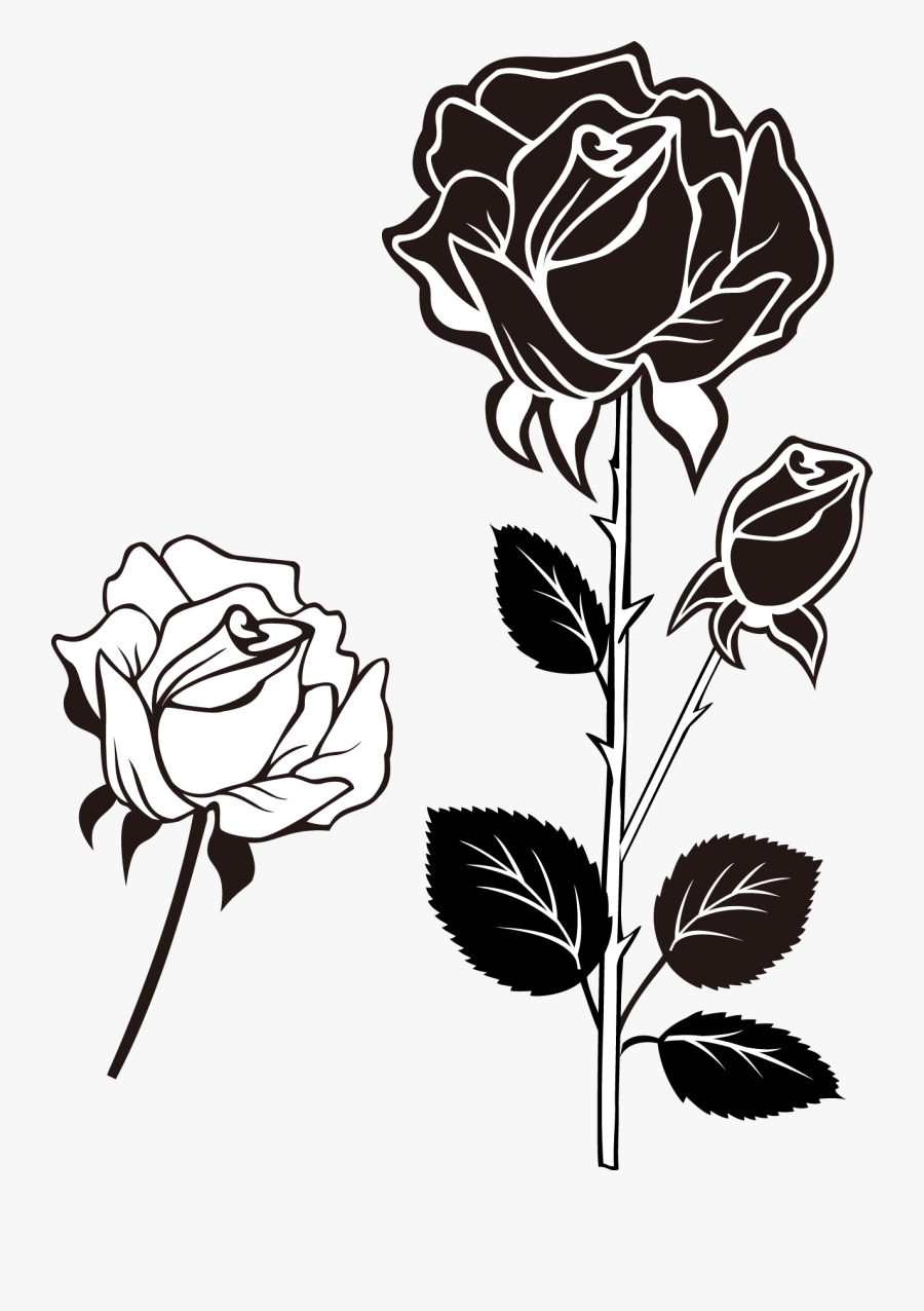 Clip Art Black And White Roses - Adesivo De Parede Com Rosas , Free