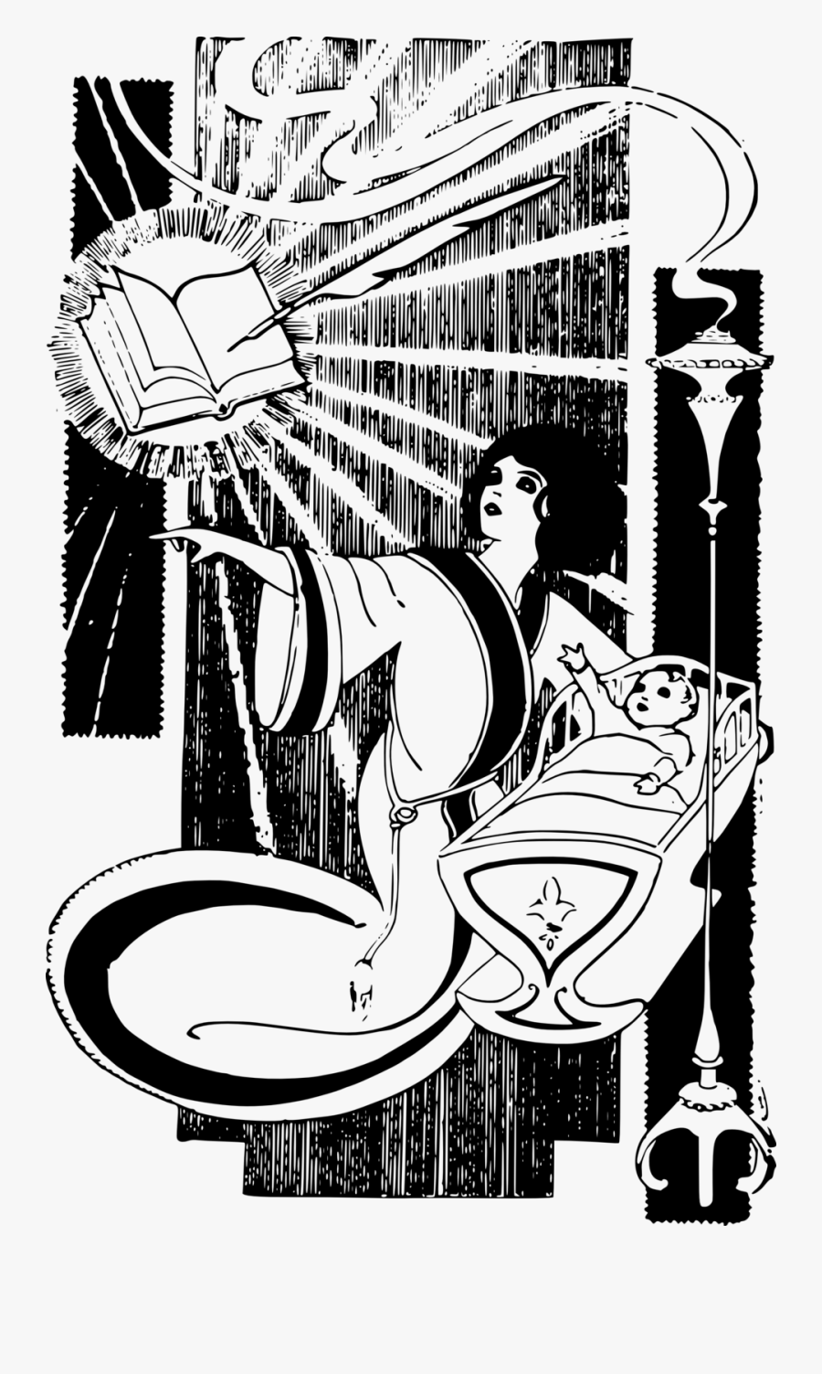 Mother With Baby Vector Drawing, Transparent Clipart