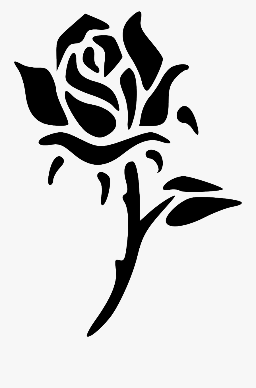 Rose, Flower, Silhouette, Black, Abstracts, Floral - Rose Black And White Logo, Transparent Clipart