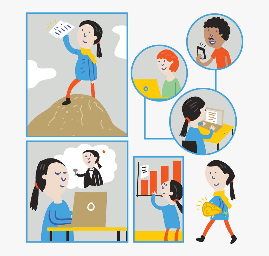 Cartoon Of A Writer Working On Various Projects - Cartoon, Transparent Clipart